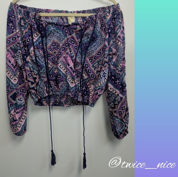 Japna Split Sleeve BOHO Crop Top - Picture 1 of 4